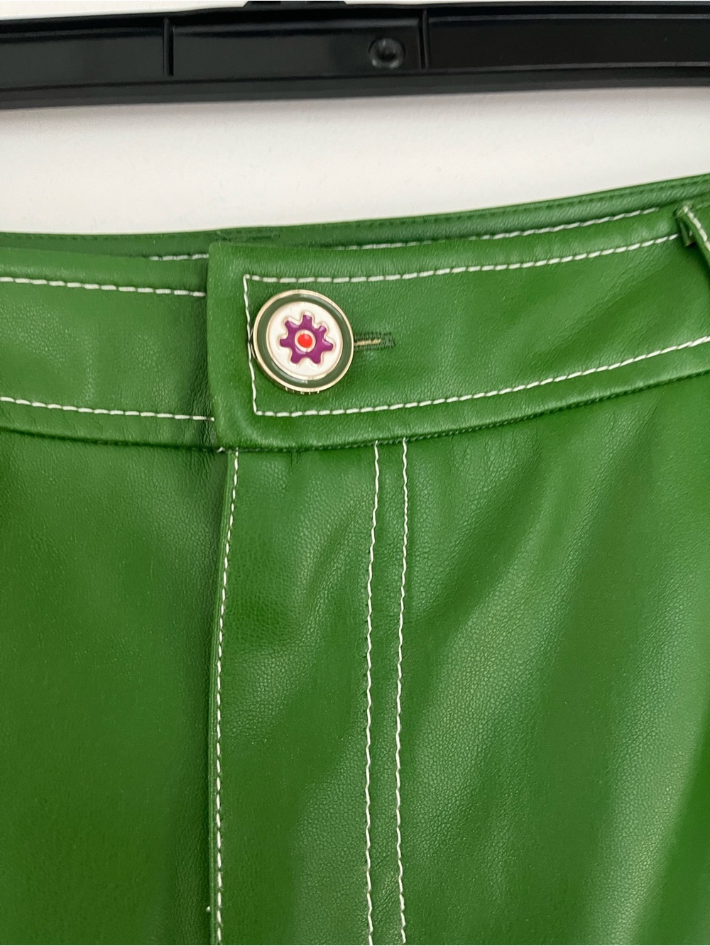 Staud High-Rise Green Faux Leather Pants - Picture 7 of 8